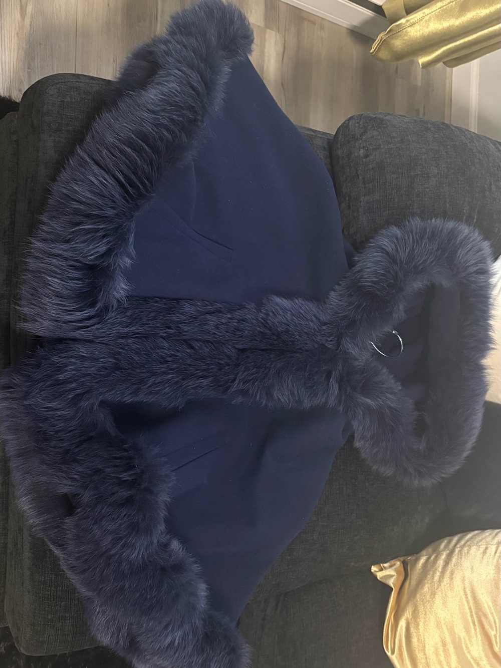 Women's Navy Blue Authentic Real Fox Fur - Picture 4 of 5